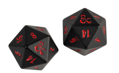 Ultra Pro - Heavy Metal Dice D20: Set Of 2 - Black and Red D20 Dice Set